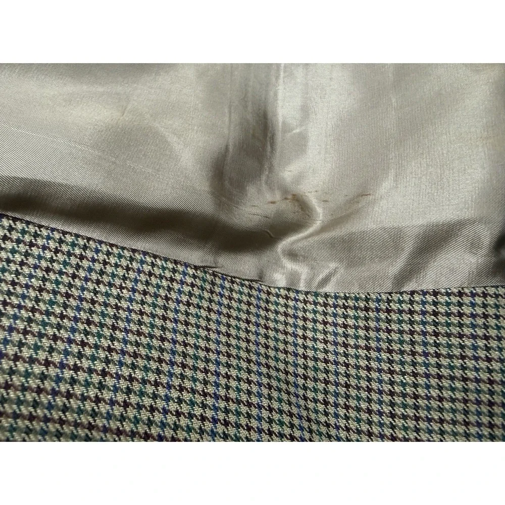 Robert Stock Men's Wool Houndstooth Sport Coat Blazer Brown Tan Tweed 39R